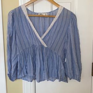 Hollister V-Neck Blue & White strip top